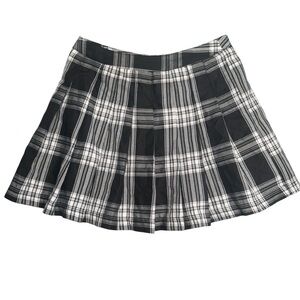 Forever 21 Black White Plaid Pleated Mini Skirt Womens Size M Y2K Grunge Preppy